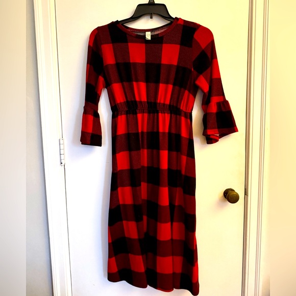 Red Buffalo Plaid Flannel Dress - Picture 1 of 2